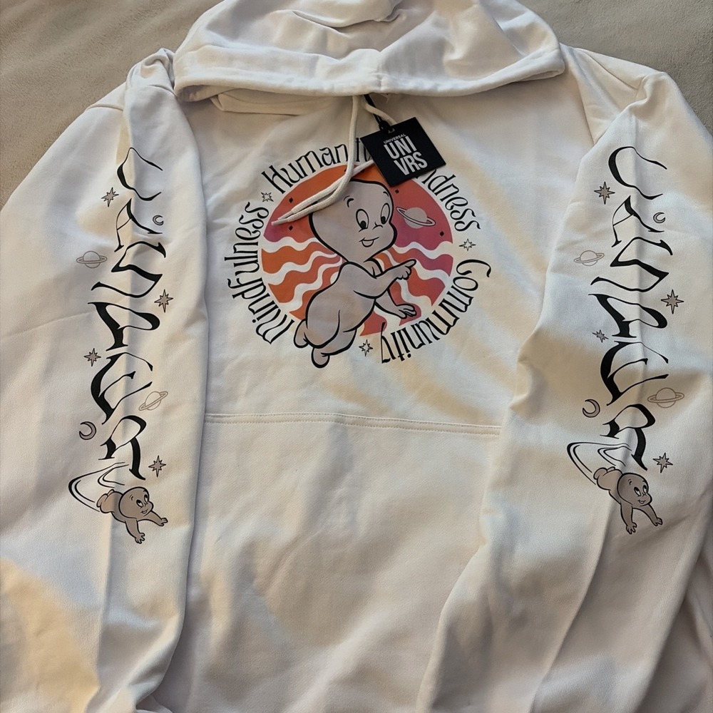 Universal‎ Studios Casper The Friendly Ghost Face Pullover Hoodie XL New